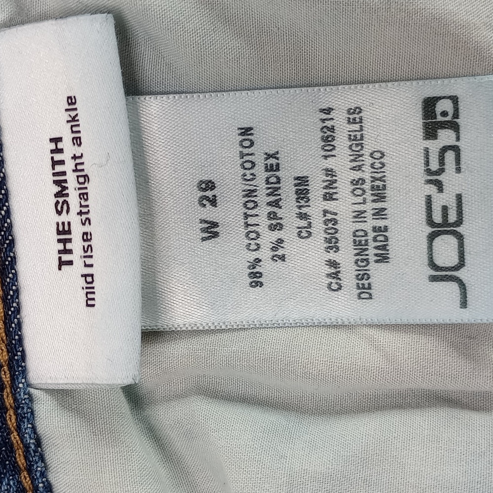 Joe's The Smith Mid Rise Straight Ankle Jeans Raw Hem Cuff Size 29 - Picture 15 of 16